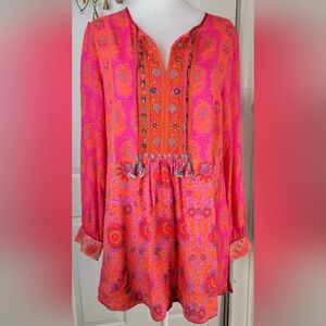 Soft Surroundings Boho Marcella Tunic Top Womens S Vibrant Multi-color Embroider